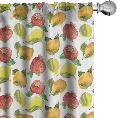 ABAKUHAUS Fruitgordijnen – Aquarel Citrus Granaatappel – 2x75x175 cm – Multicolor