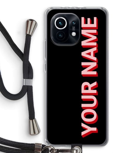 Gepersonaliseerd - Case Company® - Hoesje met koord geschikt voor Xiaomi Mi 11 hoesje met Koord - Namecase - Telefoonhoesje met Zwart Koord - Bescherming aan alle Kanten en Over de Schermrand