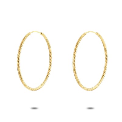 Twice As Nice Oorringen in 18kt verguld zilver, gehamerd, 33 mm