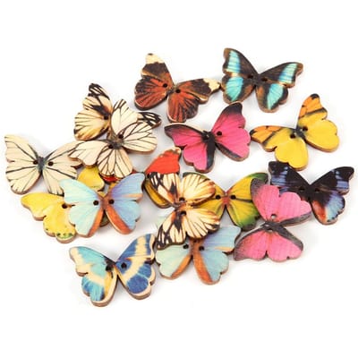 100 stuks Houten Knoppen Vlinder Vormig DIY Knutselen Naaiben Scrapbooking Decoratie (21*27MM )