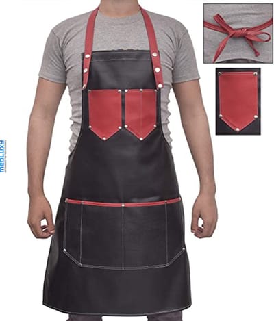 Schort - PU-leer - 7 zakken / vakken - Schort is verstelbaar - Unisex: Dames & Heren - Maat: One Size Fits All , Make Up artist, Keuken schort, afwasbaar, barber apron kappersschort
