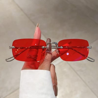 Luxe Designer Stijl Stijl Rechthoekig Klein Randloos Zonnebril Brillen Dames Voor Mannen Trendy Klassiek Populair Modieus Zon Zonnebril Glazen
