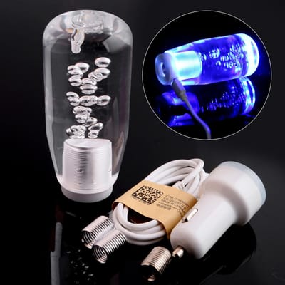 Pommeau de levier de vitesse de voiture manette de vitesse Style cristal tête de changement de vitesse manuelle levier de changement de vitesse LED universel 10cm bleu
