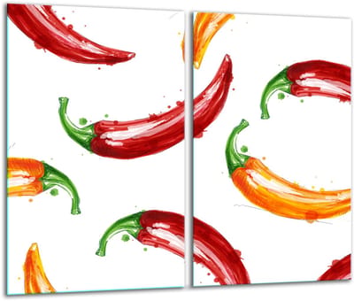 TMK ArtDeko - Snijplank - Glas - 2x 30x52 cm - Paprika Motief