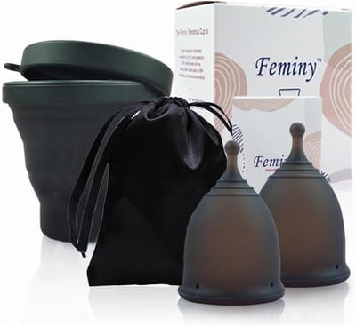 Menstruatiecup Set - Menstruatieschijven - Langdurige Bescherming - Medische Siliconen - Maat S en L - Zwart