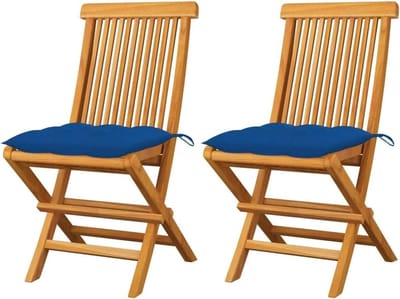 Houten Tuinstoelen - Vouwstoelen buiten - Buiten ontspannen - Massief teakhout - 47 x 60 x 89 cm - Blauw