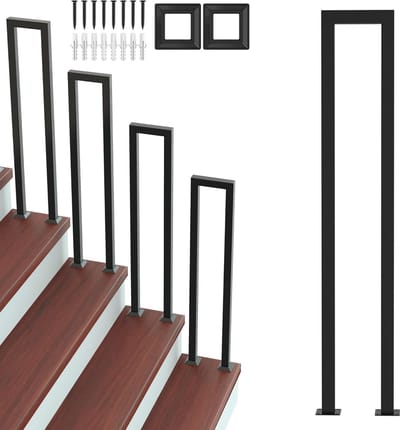 95cm U-Vormige Traphandgrepen Zwart | Veiligheidshek Met Standmontage | Traphekken Met Hekpalen Set | Geschikt Voor Balkon, Gang En Ingang NAIZY
