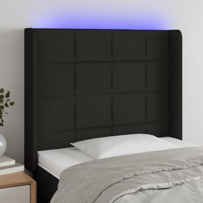 vidaXL - Hoofdbord - LED - 83x16x118/128 - cm - stof - zwart