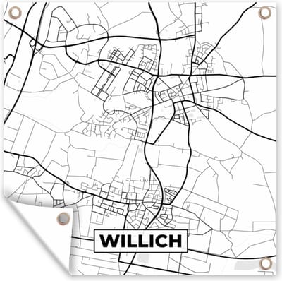 Tuin poster Willich - Plattegrond - Stadskaart - Kaart - 200x200 cm - Tuindoek