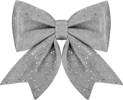 Springos Kersthanger | Kerstversiering | Kerstdecoratie Voor Binnen | Kerststrik | Zilver | Glitter| 20 cm | 1 Stuk