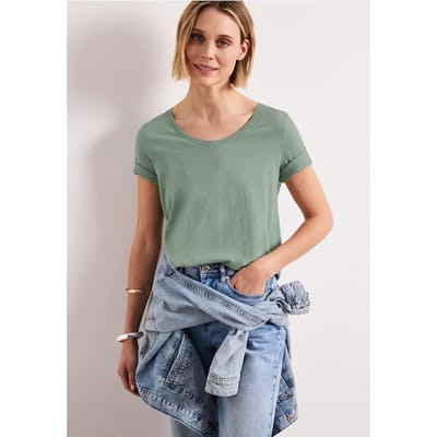 Basic Shirt met V-hals in effen kleur