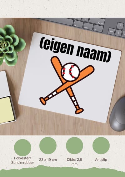 Akyol - honkbal met knuppels met eigen naam Muismat - Honkbal - atleten - iemand die houdt van honkbal - verjaardag - cadeau - kado - 23 bij 19 cm