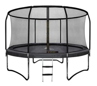 Trampoline met veiligheidsnet en ladder - 244 cm - Zwart - Stevige metalen structuur