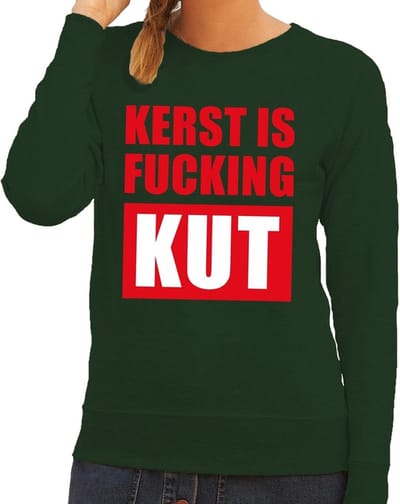 Foute kersttrui / sweater Kerst Is Fucking Kut groen voor dames - Kersttruien XS