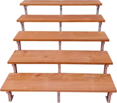 BALI Stalen buitentrap H88cm - 5 treden hardhout - breedte 160cm