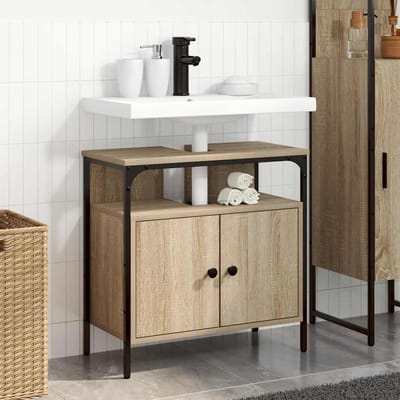 vidaXL - Badkamerkast - Beige - 60 - x - 30 - x - 60 - cm - Bewerkt - hout
