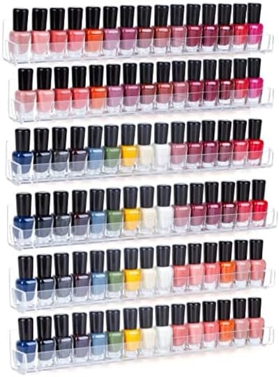 PromoHome Transparante Nagellak Organizer Set - 6 Wandplanken met Antislip