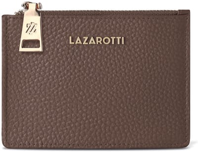 Lazarotti kaarthouder Bologna Leather Zip Etui 4 Card Slots Taupe bruine