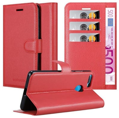 Cadorabo Hoesje geschikt voor Oppo A12 in KARMIJN ROOD - Beschermhoes met magnetische sluiting, standfunctie en kaartvakje Book Case Cover Etui