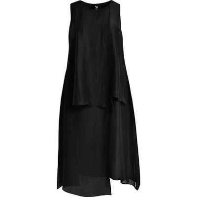 Mouwloze jurk in gemengde linnen voor dames Mat Fashion Layered