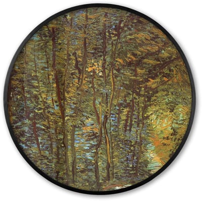 Poster in lijst Rond - Fotolijst 60x60 cm - Posters - In het bos - Vincent van Gogh - Ronde posterlijst zwart - Decoratie - Wanddecoratie woonkamer - Muurdecoratie slaapkamer