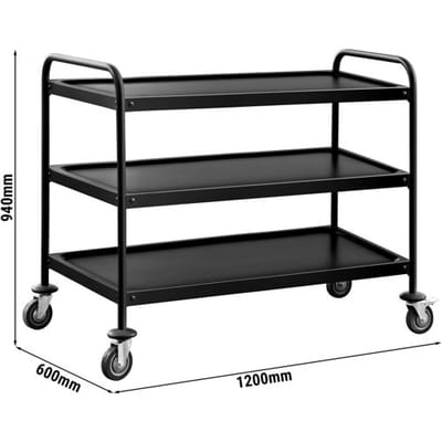 GGM Gastro Servierwagen - 1200x600mm - mit 3 Abstellflächen - Schwarz