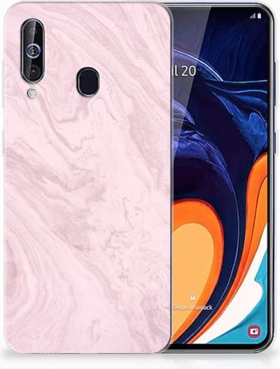 Samsung Galaxy A60 TPU Siliconen Hoesje Marble Pink - Origineel Cadeau Vriendin