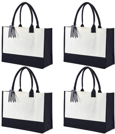 Cosensi- Canvas Tas - 4 Stuks - Duurzaam - Ruime Boodschappentas - Herbruikbaar - Gepersonaliseerd Cadeau - Afmetingen 43 x 16,5 x 32 cm