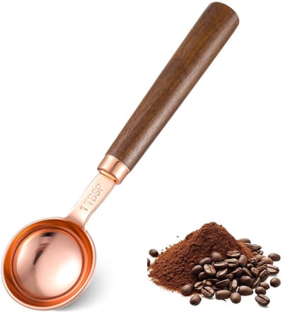Allecto - Koffielepel - Vintage - Retro Roze Gouden Koffielepel - 15ml - Perfect voor Gemalen Koffie en Thee - Inclusief Walnoothandle