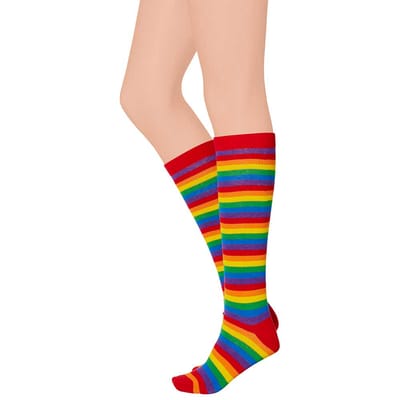 Apollo - Kniekousen met strepen - rainbow kleuren - Maat 41/46 - Kniekousen heren - Kniekousen carnaval - Kniekousen - Carnaval accessoires - Carnaval - Feestkleding