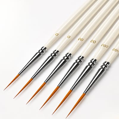 Arcana Art Sleperpenselen – set van 6 | Detail- & linerpenselen voor acryl-, olie-, aquarelverf, inkt, nail art & miniaturen | Synthetisch haar