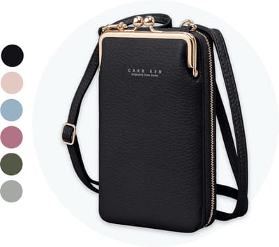ZILOU® Telefoontasje met Portemonnee - Crossbody tas dames - Smartphone GSM tasje - tot 18 pasjes - Kunstleer - Zwart