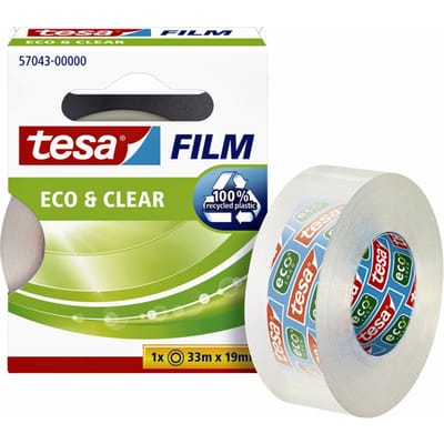 tesafilm® eco & clear - Bureaulijm - Duurzaam - Transparant - Oplosmiddelvrij 19 mm x 33 m