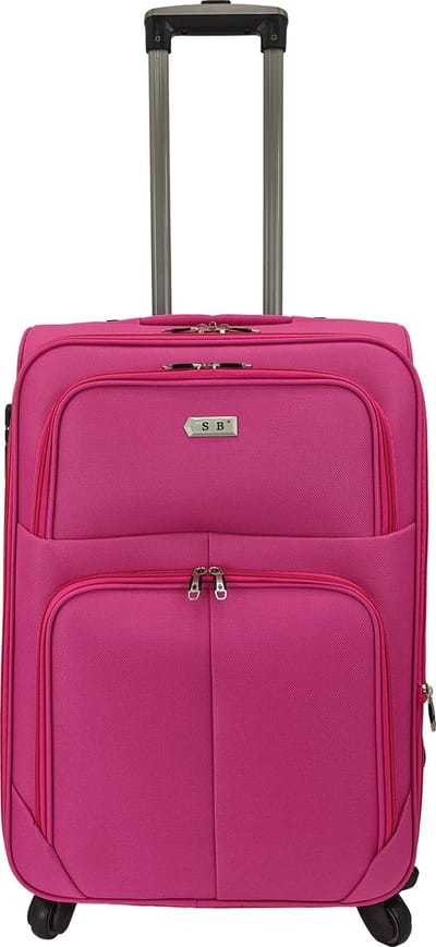 SB Travelbags bagage stoffen koffer 65cm 4 wielen trolley - Roze