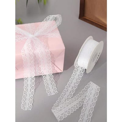 1 stuk 3 cm*22 m Wit Kantlint, Geschikt voor Boeketverpakking, Taartdecoratie, Handgemaakte DIY Cadeau Strikverpakking, Verpakking voor Verjaardagscadeau one-size wit