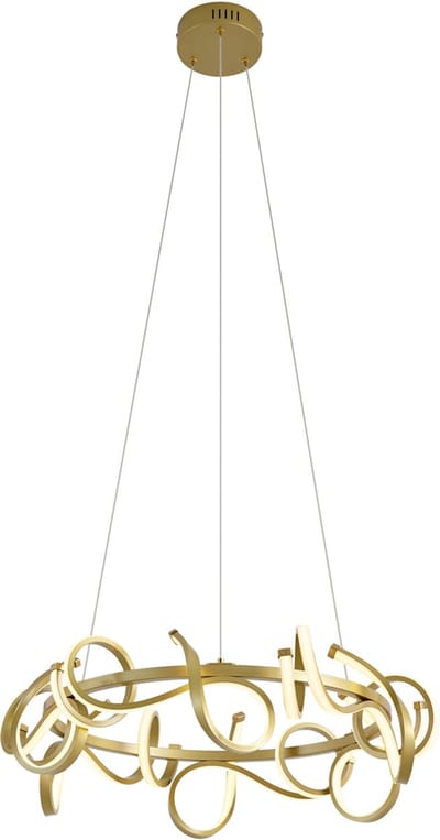 QAZQA krisscross - Moderne Dimbare LED Hanglamp met Dimmer voor boven de eettafel | in eetkamer - 1 lichts - Ø 63 cm - Goud/messing - Woonkamer