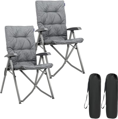 TRVLMORE Campingstoelen Luxe - Opvouwbaar - 2-Pack - 150KG Draagvermogen - Incl. Draagtas - Klapstoel - Kampeerstoel - Vouwstoel - Grijs