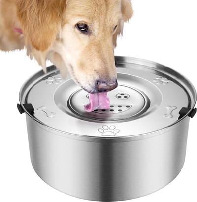 3 l Grote Capaciteit Roestvrij Stalen Langzame Drinkbak voor Puppy's - Druppelvrij, Geen Morsen
