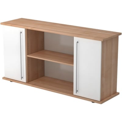 KAPA SB | Dressoir | met deuren - Walnoot/Wit Rail handvat (kunststof)