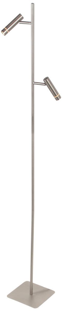 Vloerlamp Stalen Volari 4711ST 2-lichts met dim to warm LED - ideaal voor binnen gebruik, modern design, hoogte 157 cm, voetmaat 21 x 21 cm, draaibaar en kantelbaar