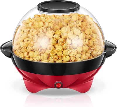Popcornmachine voor thuis - Snackmaker - Lekkere snacks maken - Snelle en gelijkmatige verwarming - 55 liter capaciteit - Rood