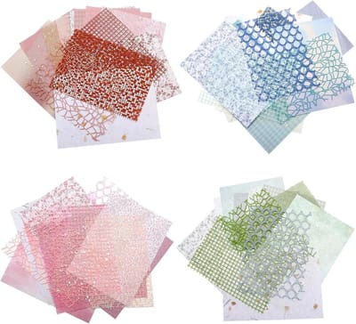 60 vellen scrapbookpapier, scrapbooking, decoratie van kant en netweefsel, decoratief knutselpapier, mesh-papier, gestructureerd papier voor dagboek, kaarten maken, geschenkverpakking, 18 x 13 cm