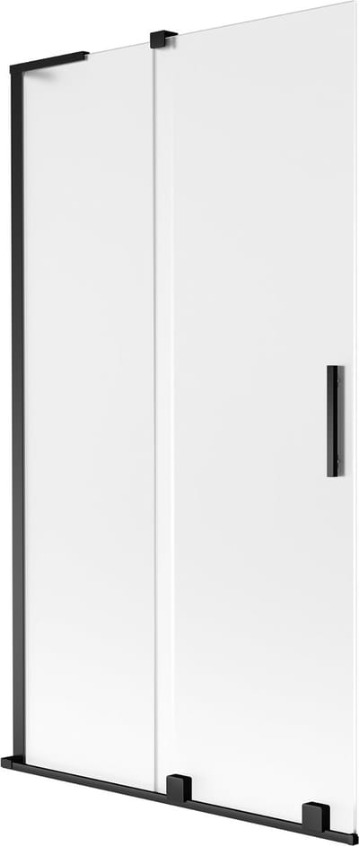 Mexen Velar L badwand 2-delige schuif 100 x 150 cm, matglas, zwart - 896-100-003-31-70