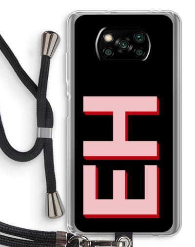 Gepersonaliseerd - Case Company® - Hoesje met koord geschikt voor Poco X3 Pro hoesje met Koord - Monogram - Telefoonhoesje met Zwart Koord - Bescherming aan alle Kanten en Over de Schermrand