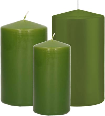 Trend Candles - Stompkaarsen set 6x stuks - olijfgroen - 10-12-15 cm