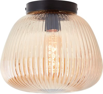 Brilliant Kaizen - Plafondlamp - 1-lichts rond - Glas - 1xE27 Max 40W - Amber/zwart