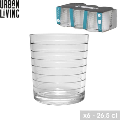 Urban Living Waterglazen/drinkglazen London tumbler - 12x - transparant - 260 ml