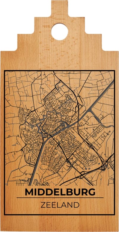 JM Woods - Borrelplank - Serveerplank - Hapjesplank - Kaasplank - Plattegrond - MIDDELBURG - Gepersonaliseerd - Cadeau tip!