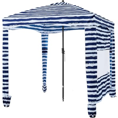 Strand Cabana, 1,83 x 1,83 m Strand Luifel met Zijwand, UPF 50+ Bescherming Eenvoudig Op te zetten Cabana Tent met Zandzakken, Draagbare Zonneluifel