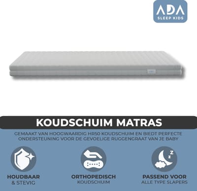 Matras 80x160 cm - eenpersoons - 14cm dik - koudschuim HR+ - orthopedisch - ventilerend - medium hardheid - anti-allergisch - afritsbaar en wasbare hoes - CertiPUR® en Okoetex gecertificeerd